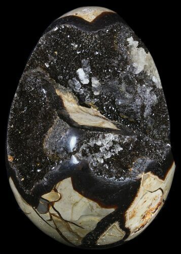 Septarian Dragon Egg Geode - Black Crystals #54578